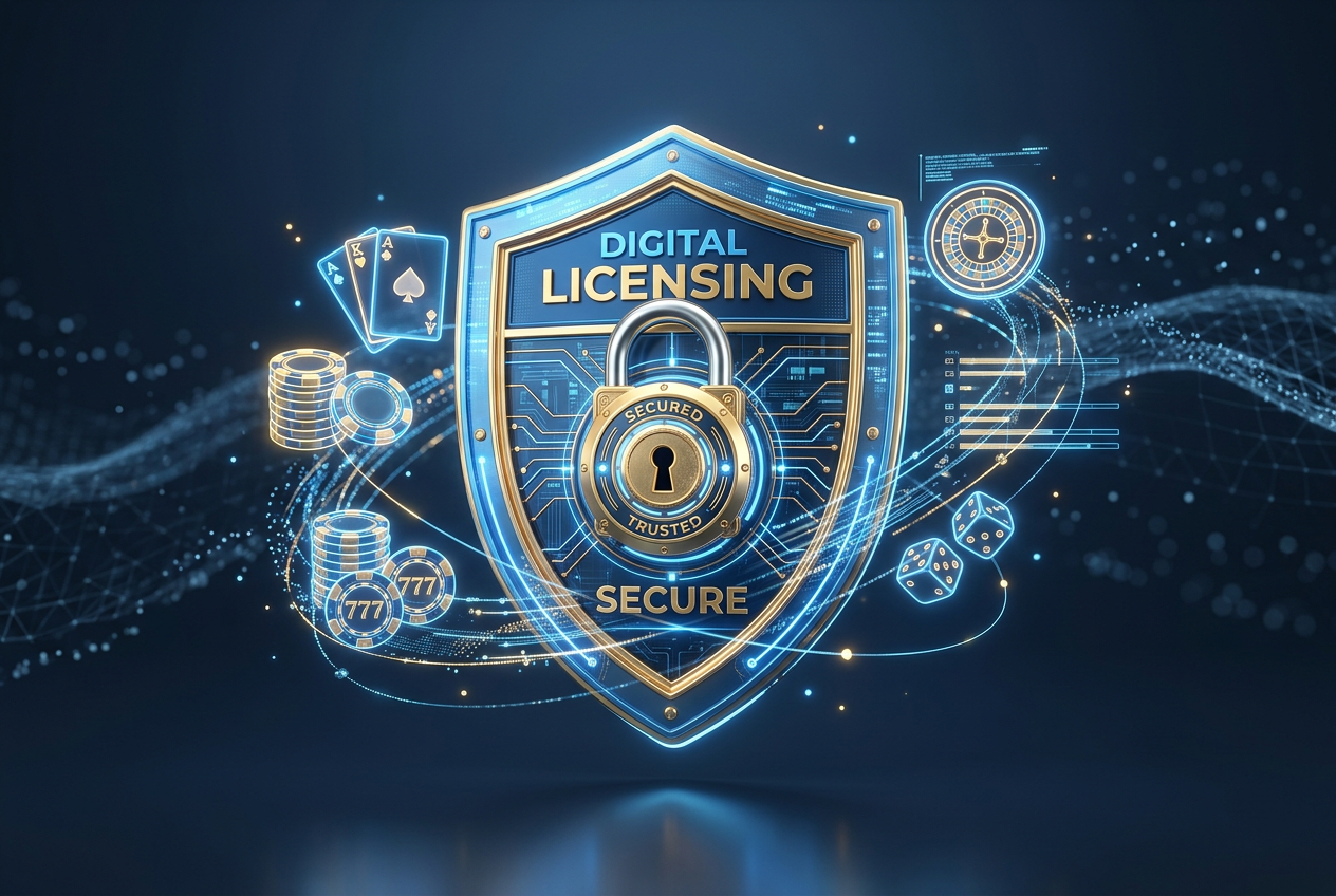 Ilustracja bezpieczeństwa i licencji w hazardzie online